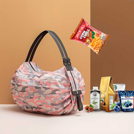 Women’s Lightweight Foldable Shopping & Travel Bag with Zip Closure