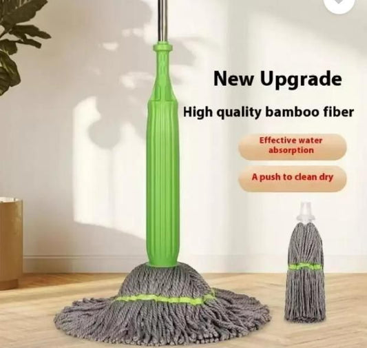 Self-Twisting Water Rotating Mop – Microfiber Floor Cleaner with Steel Handle