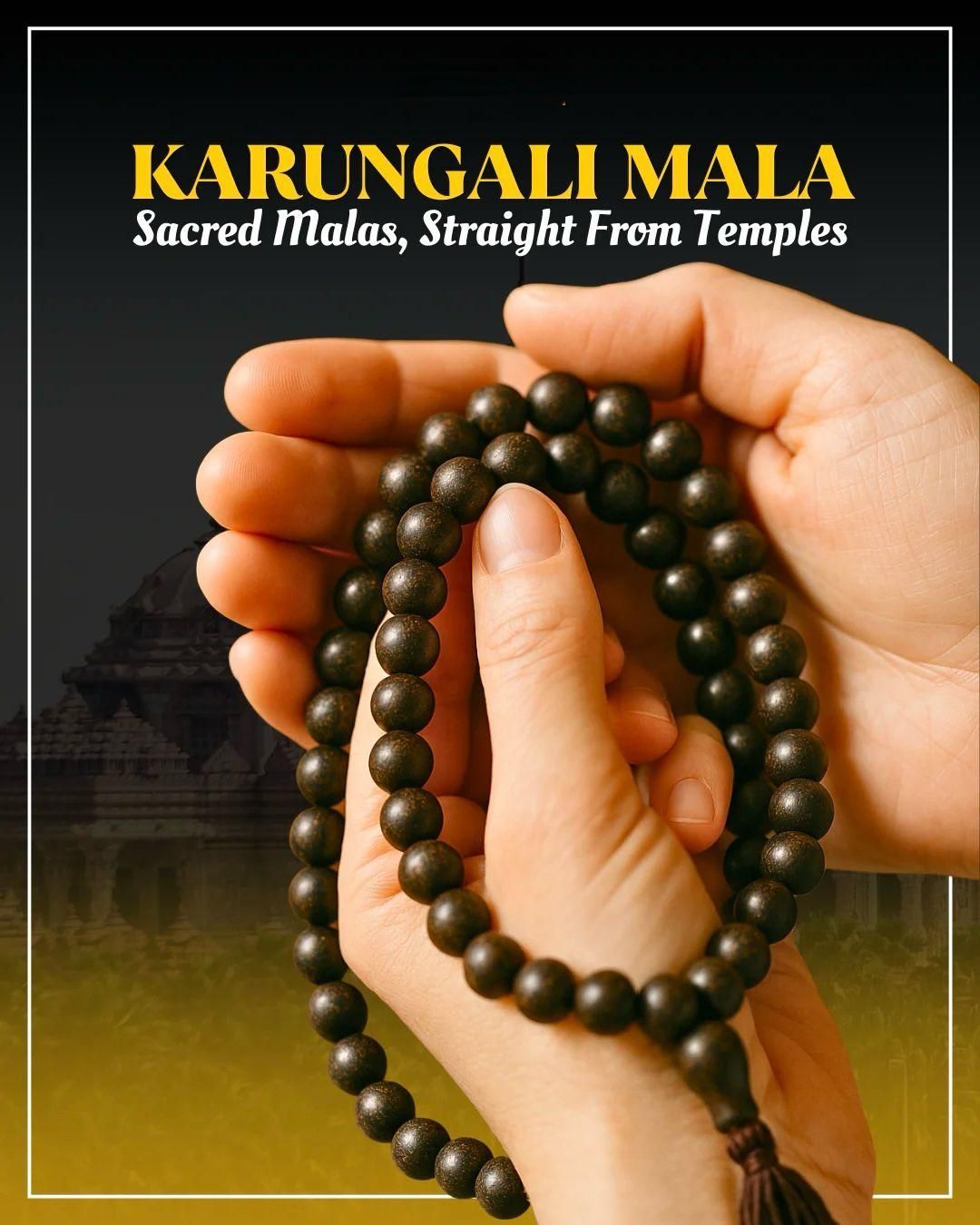 Original Karungali Ebony Wood Mala – Traditional Beads Necklace for Men