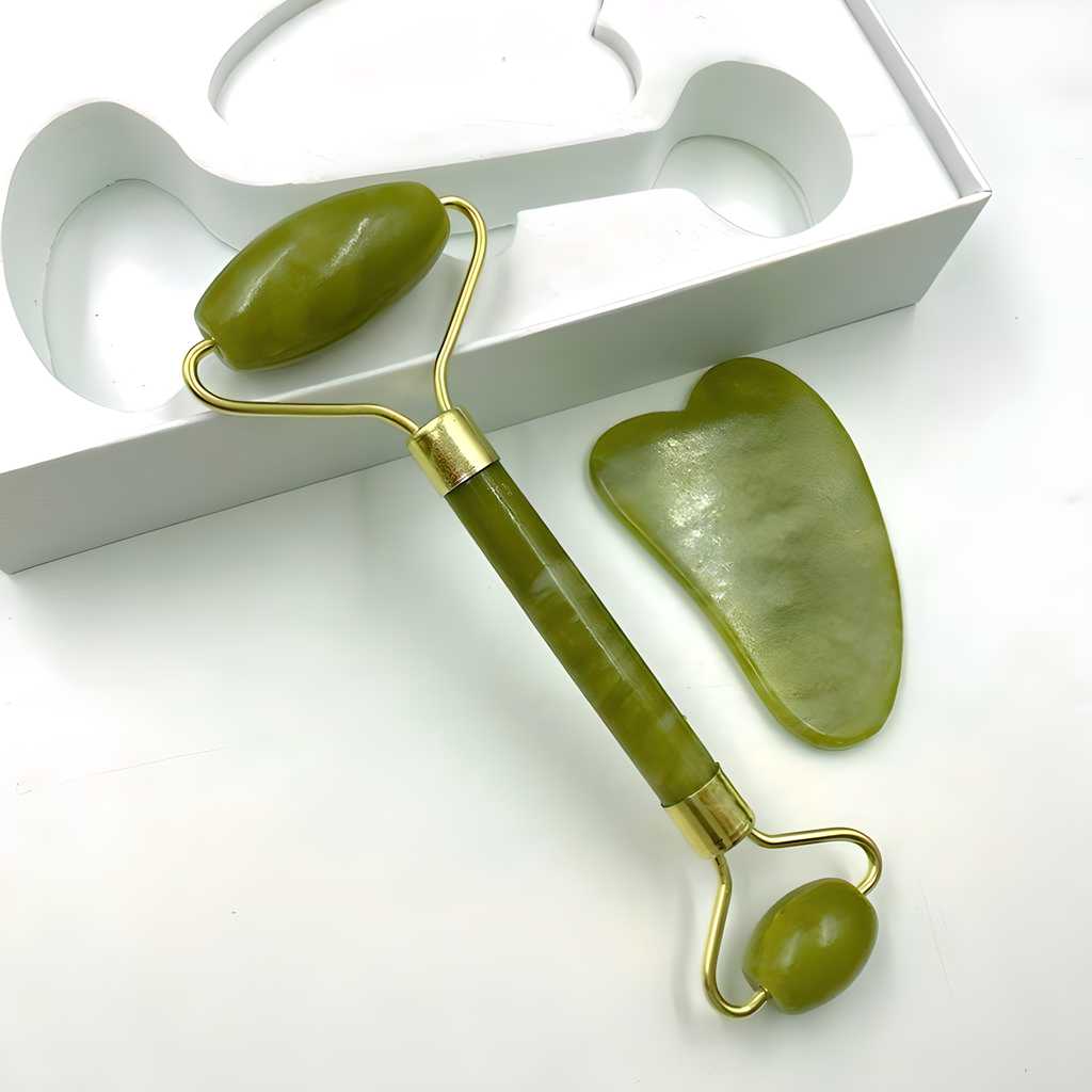 Natural Jade Stone Facial Roller – Smooth Skin Massager for Face & Body
