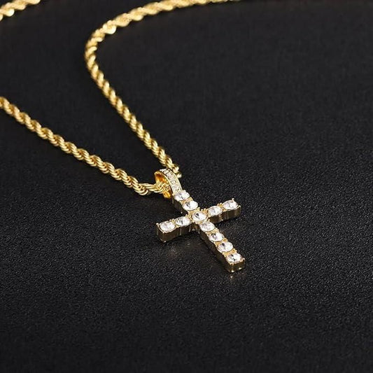 Men’s Faith-Inspired Cross Pendant with Chain – Stylish Casual Jewelry