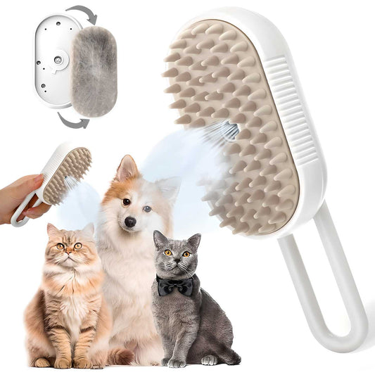 Dog & Cat Steam Grooming Brush – Gentle Hair Removal