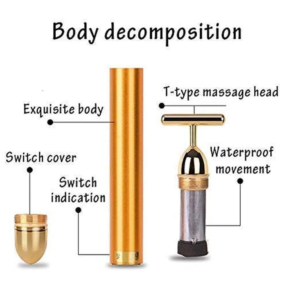 24K Gold Energy Beauty Bar – Electric Facial Massage Roller for Instant Lift & Glow