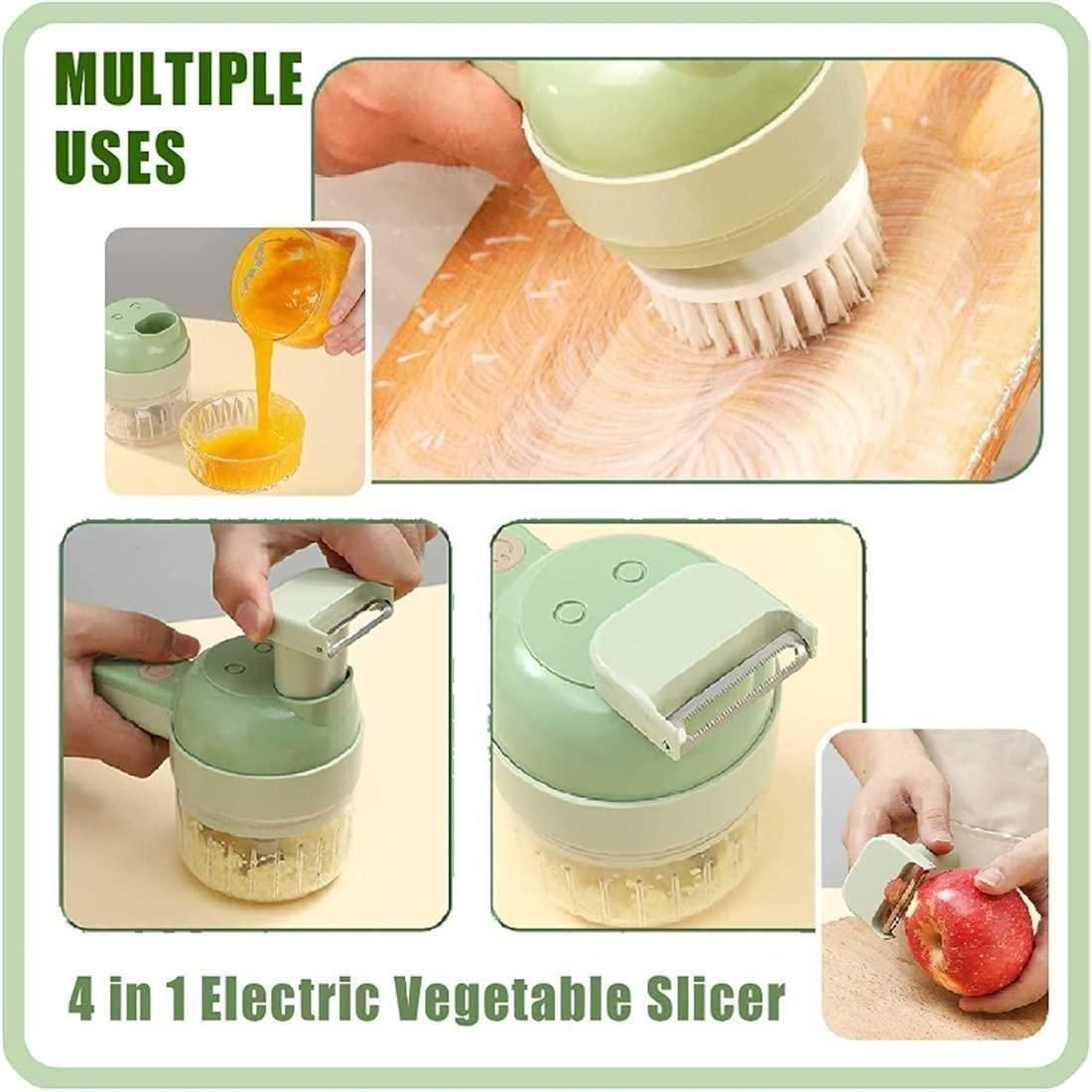 4-in-1 Portable Electric Vegetable Cutter & Chopper – Wireless Food Processor