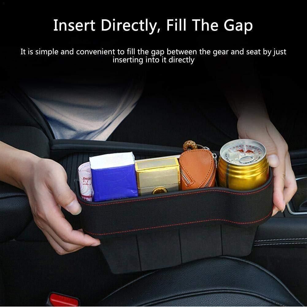 PU Leather Car Seat Side Organizer – Pack of 2 Console Gap Pocket Storage (Assorted Colors)