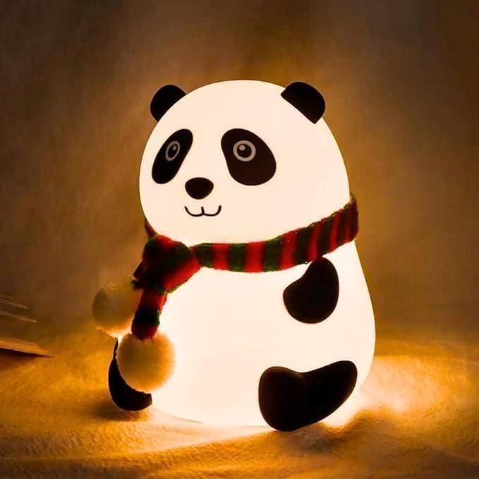 Cute Panda Night Light Lamp for Kids – Soft Silicone Touch Sensor with 7 Colors