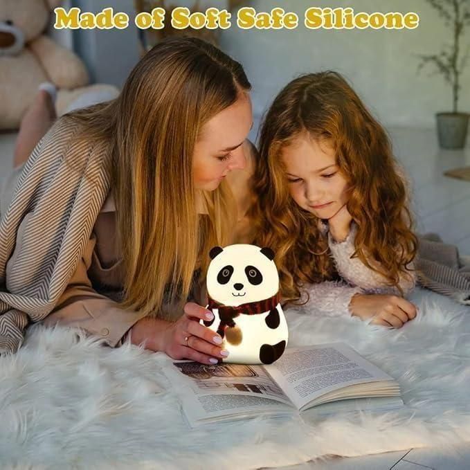 Cute Panda Night Light Lamp for Kids – Soft Silicone Touch Sensor with 7 Colors