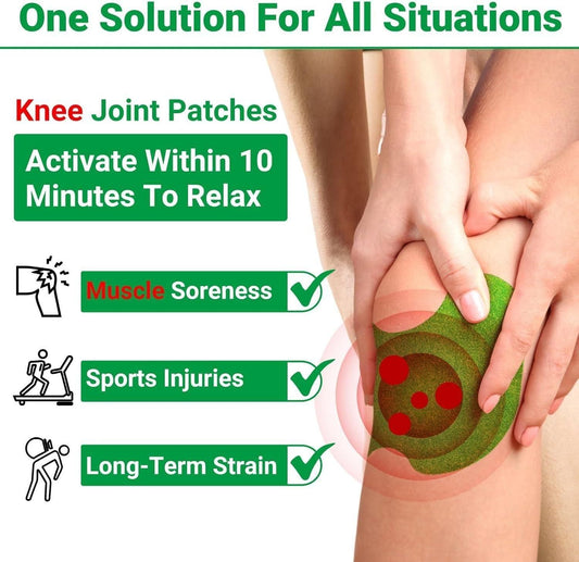 Knee Pain Relief Patches – Self-Heating Moxa Therapy Plasters for Arthritis & Joint Pain (Pack of 10/20/30)