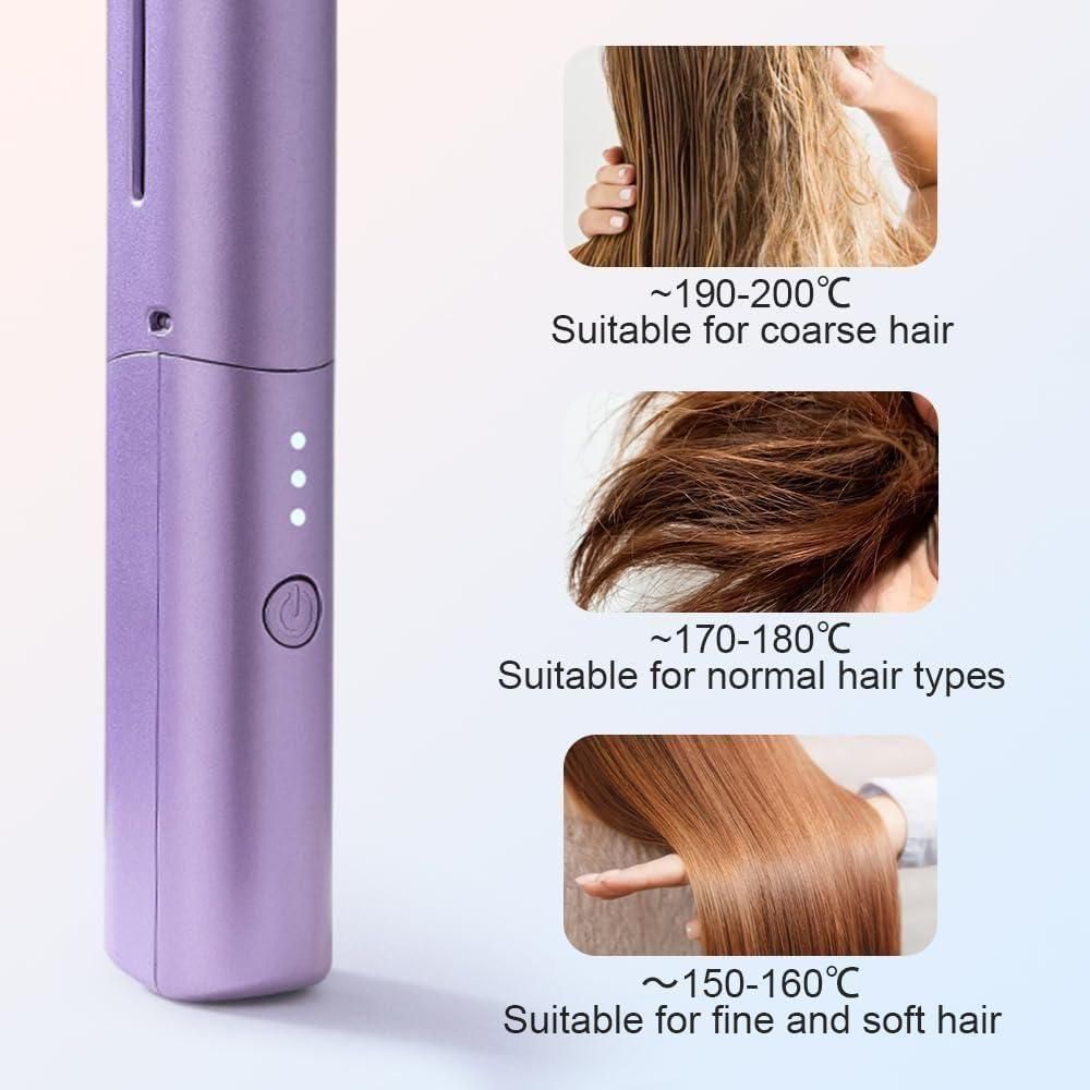 Portable Mini Hair Straightener for Men & Women – Adjustable Temperature, Cordless