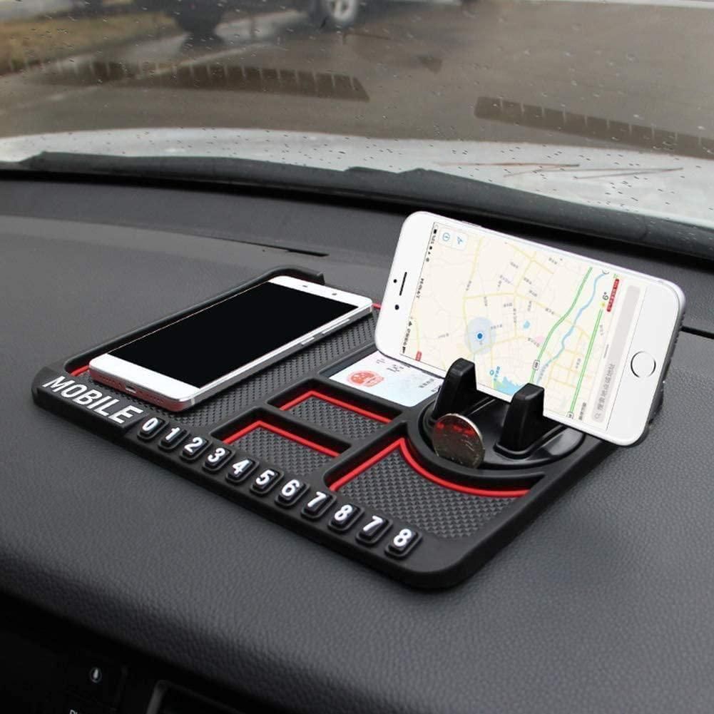 HSR Silicone Dashboard Mobile Holder with Parking Number Plate – Anti-Slip Car Phone Stand (Black)