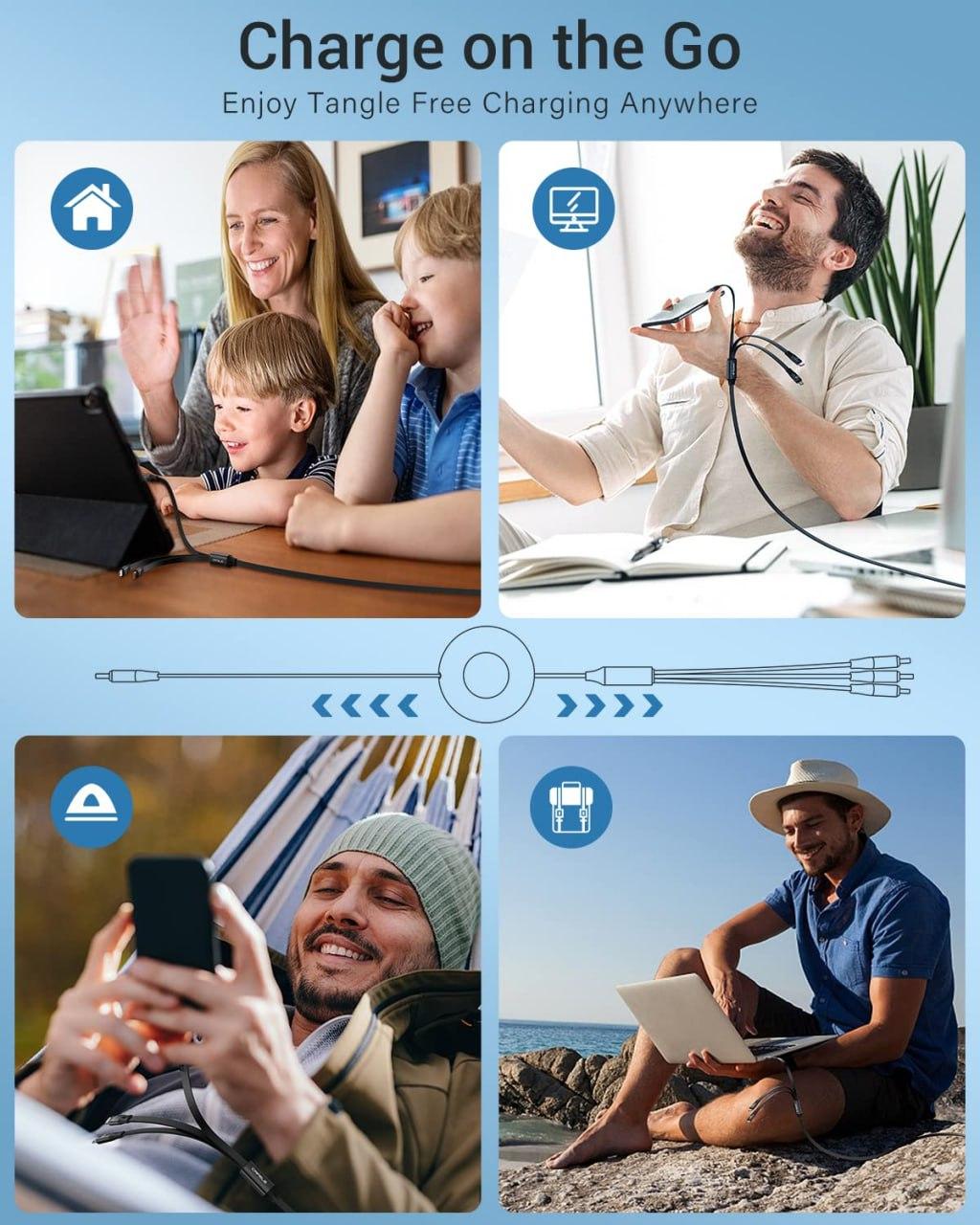 3-in-1 Multi Device Charging Cable – USB to Type-C, Android & iOS
