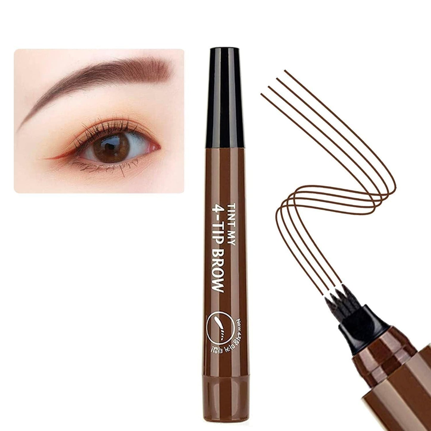 Waterproof 4-Point Microblading Eyebrow Pen with Micro-Fork Tip Applicator