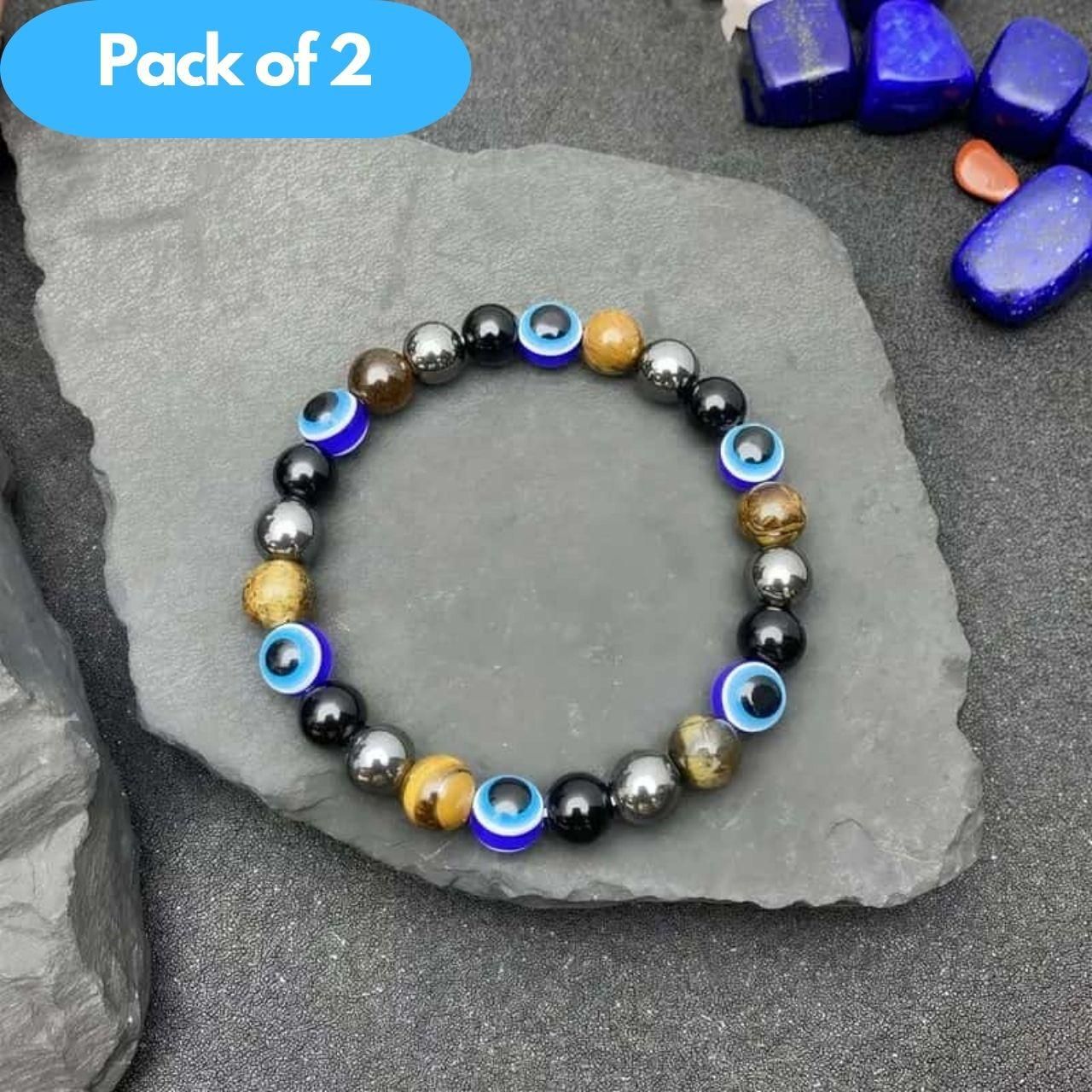 Pack of 2 Devil’s Eye Bracelets – Bohemian Jewelry for Men & Women