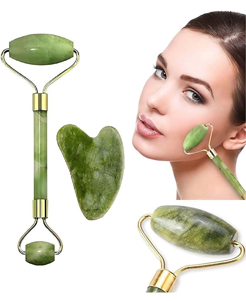 Natural Jade Stone Facial Roller – Smooth Skin Massager for Face & Body