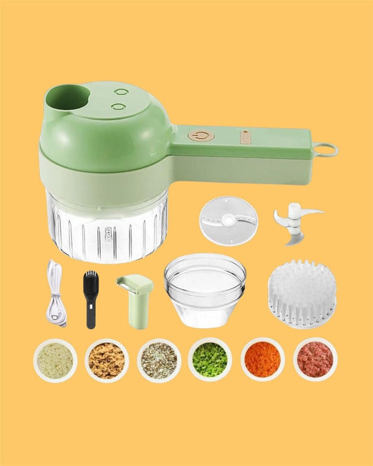 4-in-1 Portable Electric Vegetable Cutter & Chopper – Wireless Food Processor