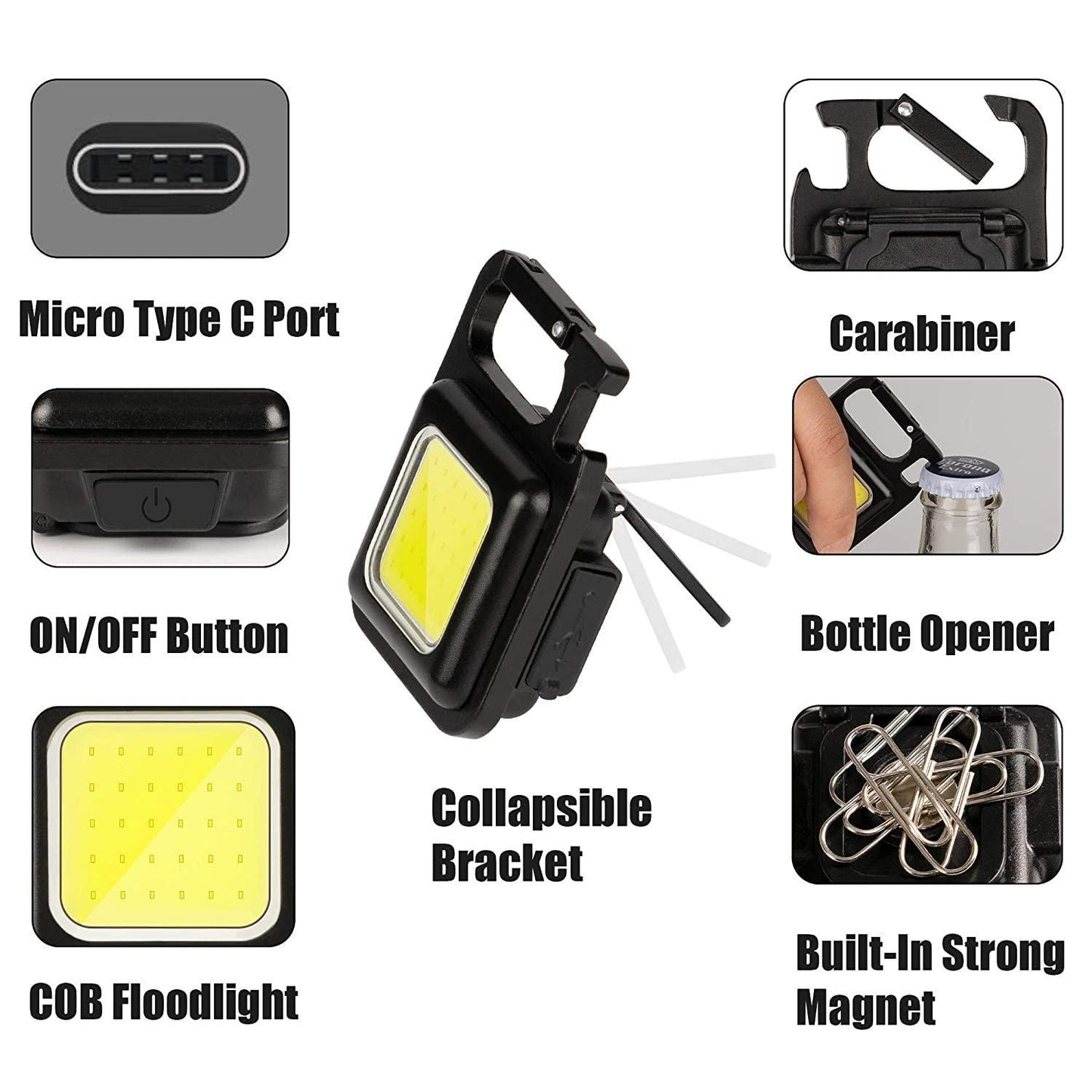 Rechargeable Mini Flashlight Keychain – Portable 800 Lumens Torch for Outdoor & Camping