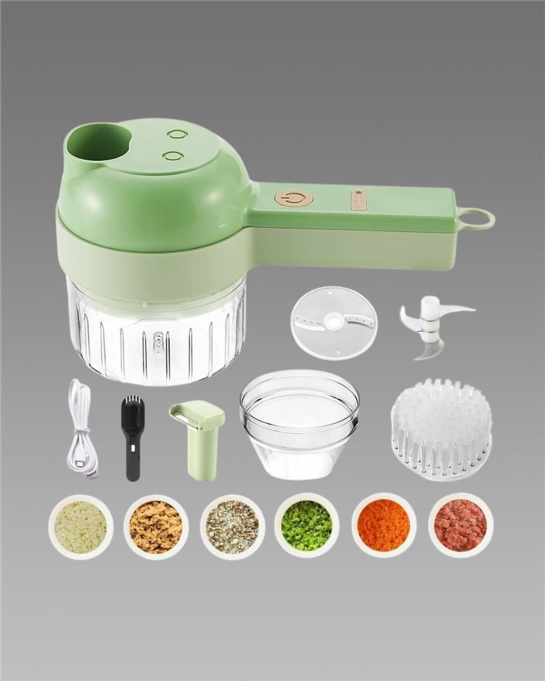 4-in-1 Portable Electric Vegetable Cutter & Chopper – Wireless Food Processor