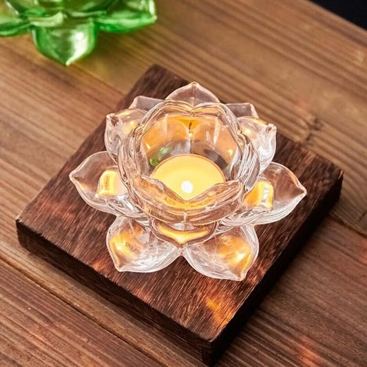 Lotus Design Glass Candle Holder – Perfect for Diwali, Christmas & Eid