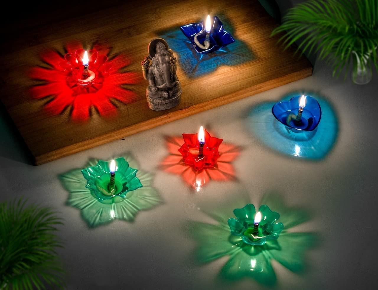 Decorative Floating Diyas for Diwali – Pack of 12 or 24, Multi-Shape Design