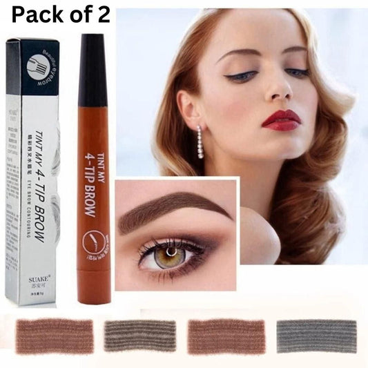 Perfect Brow Duo! 4-Point Microblading Pens (Pack of 2) for Effortless Definition