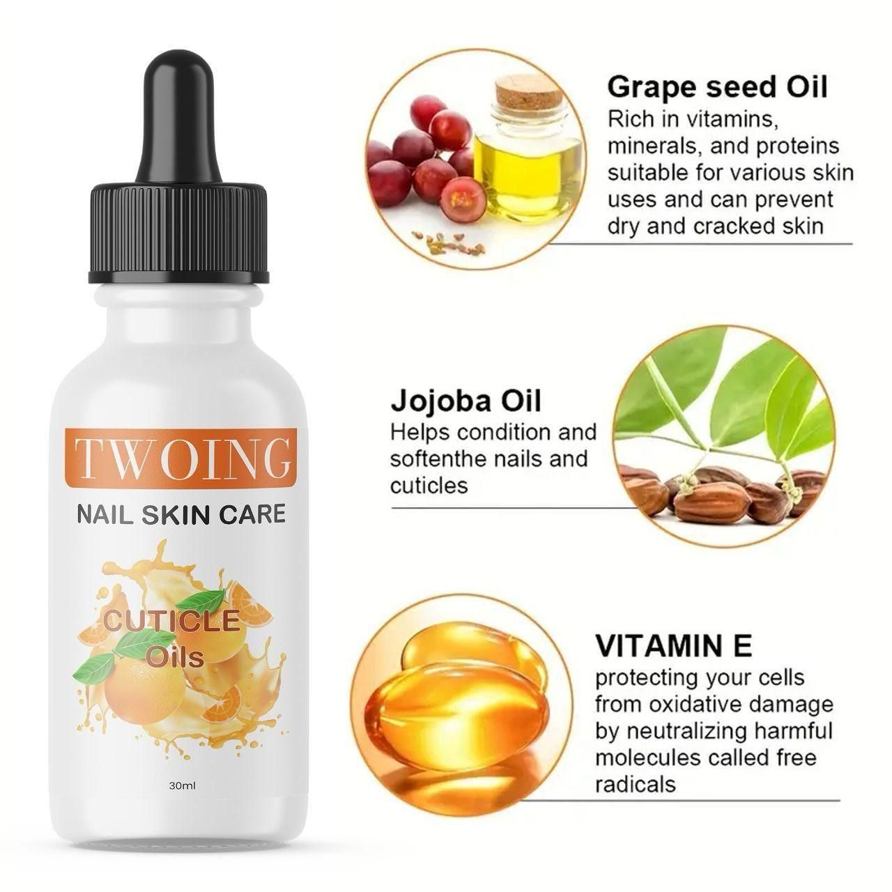 Twoing Nail & Skin Care Cuticle Oil – Nourishing Elixir for Healthy, Shiny & Beautiful Nails (30ml)