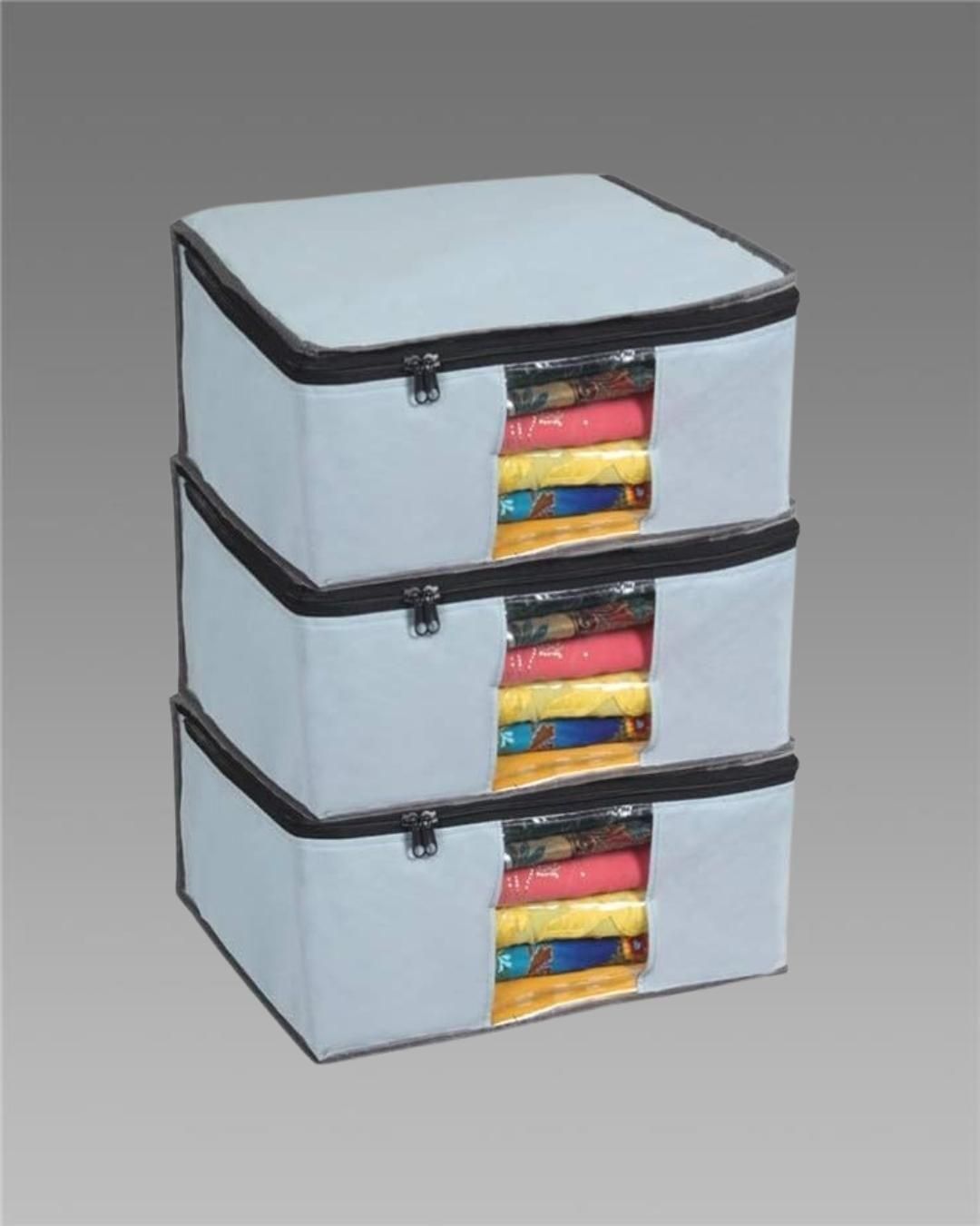Wardrobe Saree Organizer – Solid Non-Woven Covers, Pack of 3