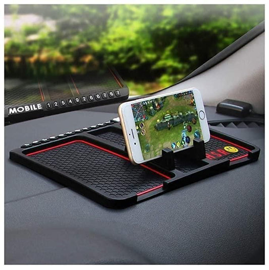 HSR Silicone Dashboard Mobile Holder with Parking Number Plate – Anti-Slip Car Phone Stand (Black)