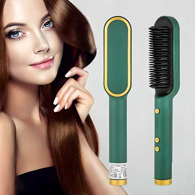 3-in-1 Hair Styling Tool – Straightener, Detangling Brush & Anion Massager for All Hair Types