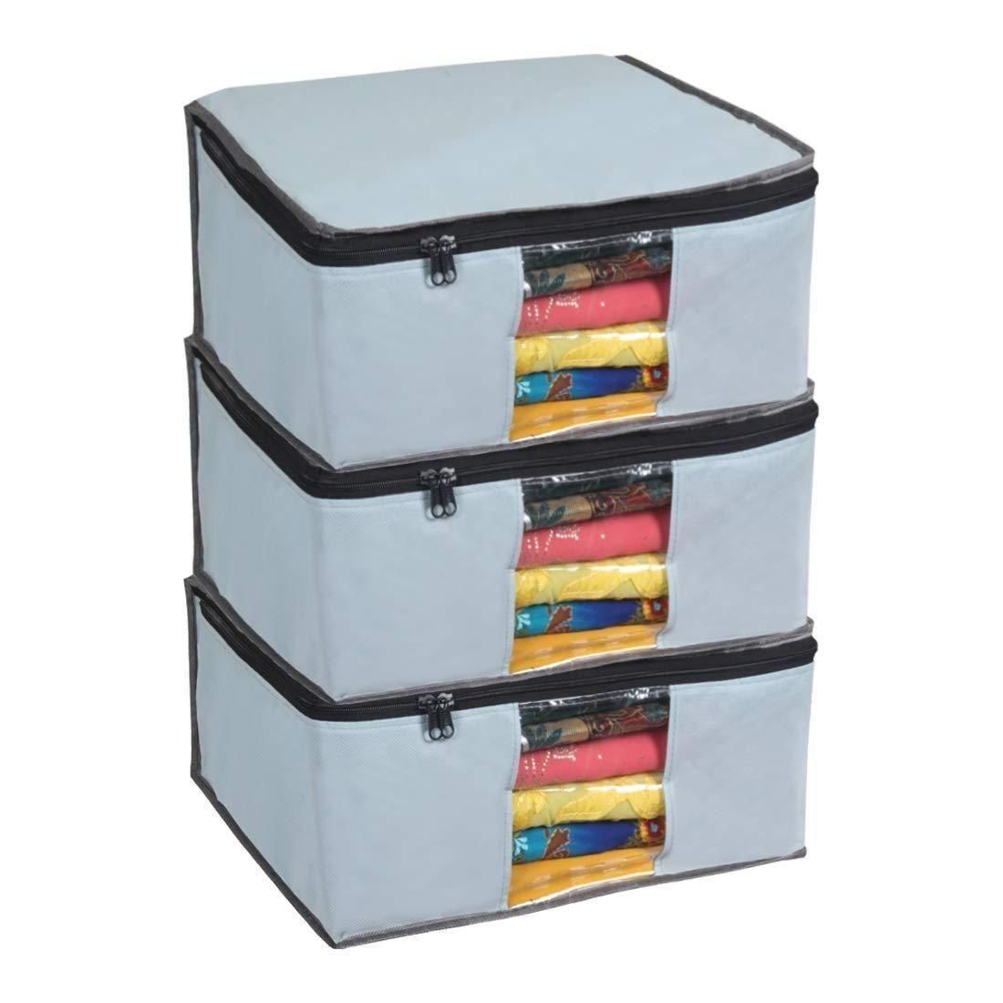 Wardrobe Saree Organizer – Solid Non-Woven Covers, Pack of 3