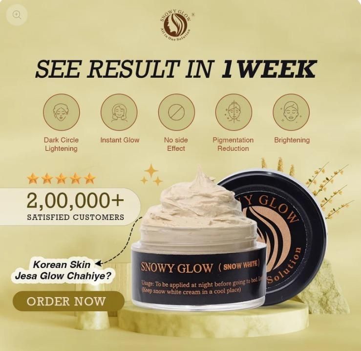 Snowy Glow Face Cream – Brightening & Hydrating Formula with Niacinamide, Vitamin E & Glycolic Acid (100ml)