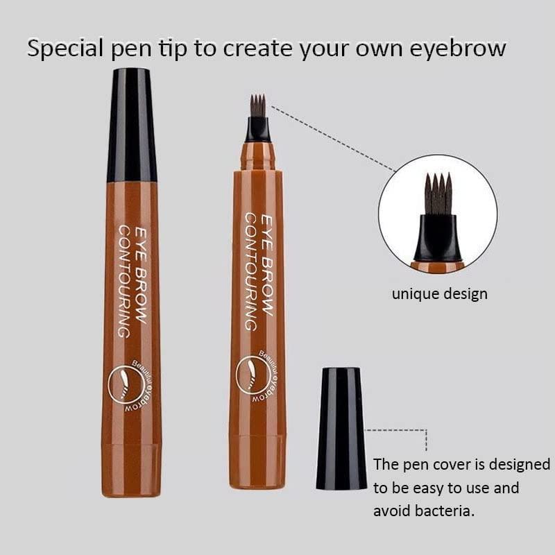 Waterproof 4-Point Microblading Eyebrow Pen with Micro-Fork Tip Applicator