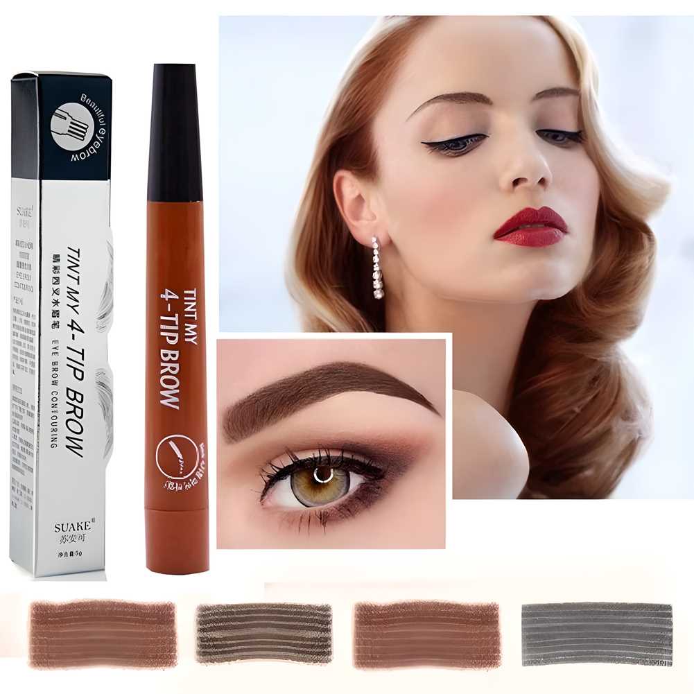 Waterproof 4-Point Microblading Eyebrow Pen with Micro-Fork Tip Applicator