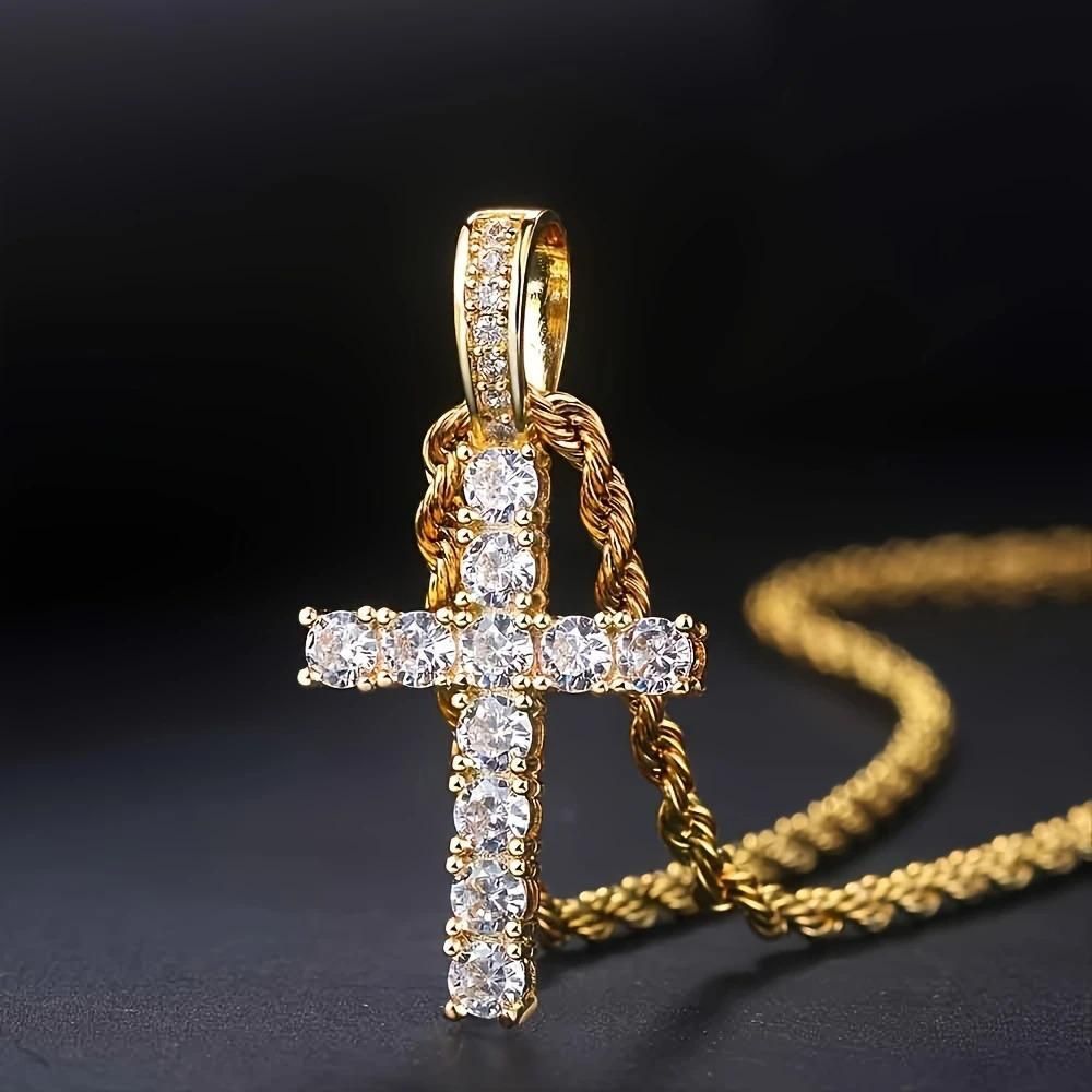 Men’s Faith-Inspired Cross Pendant with Chain – Stylish Casual Jewelry